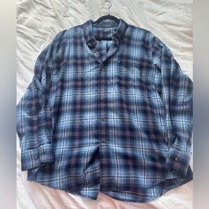 Izod Men's Blue and Red Plaid Button-Down Shirt